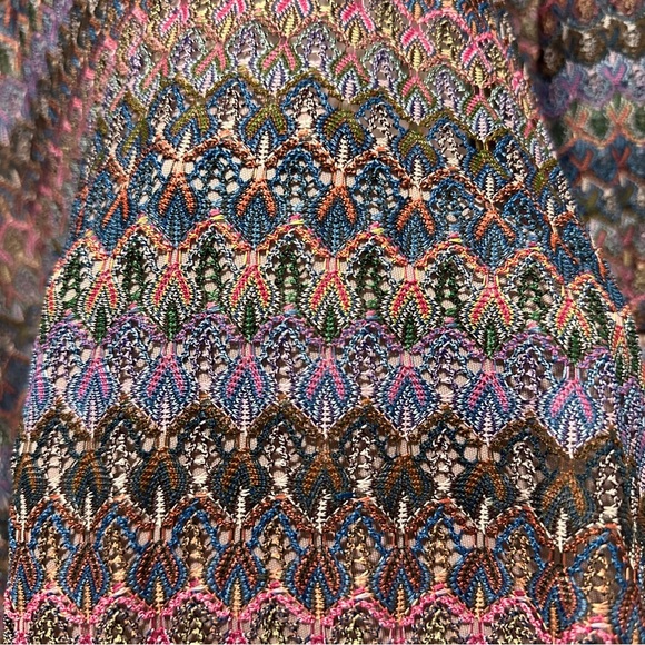 Altar'd State Multi Colored Woven Crochet Long Sleeve Lined Dress Size Small - Picture 6 of 9
